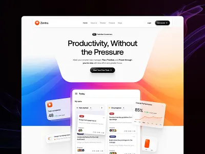 Task Management - Hero Section header section hero section landing page project management website saas creative website saas website task app design task app ui design task management task website time tracker todo app todo website ui design ux design website website design
