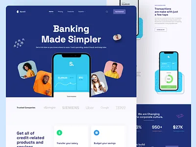 FinTech Industry- Banking Website Homepage Design banking branding homepage landing page money online receive send ui ux website