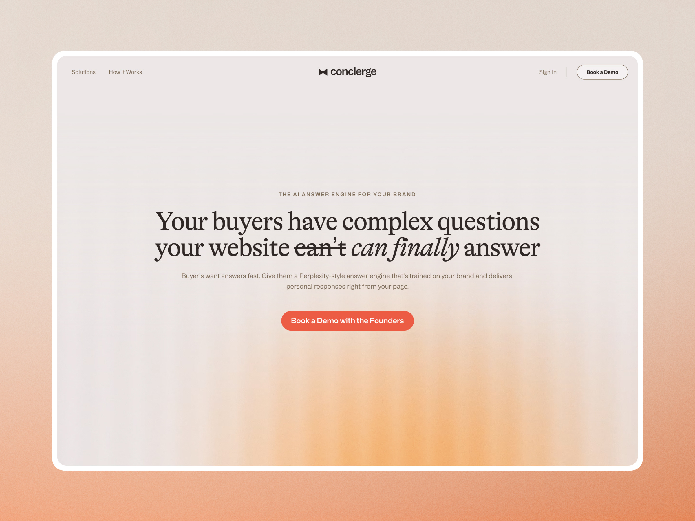 Concierge AI Landing Page ai app concierge design framer heyo interface sales ui ux web