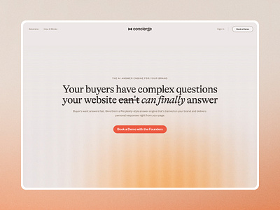 Concierge AI Landing Page ai app concierge design framer heyo interface sales ui ux web