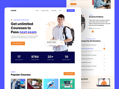 Course Selling Website Homepage coaching course design edtech education edutech exam landing online page pass selling website