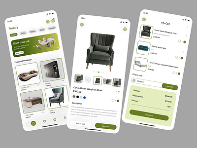 Furnify e-commerce -Mobile app branding design graphic design mobile app design ui ux