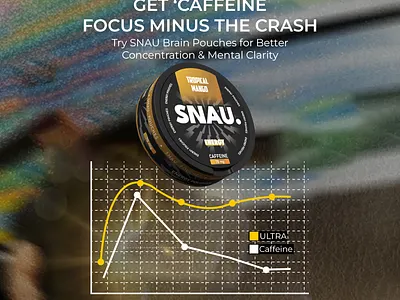 Snau Caffeine Pouches ads caffeine pouches commercial ads energy pouches illustrations logo meta ads nicotine pouches packaging and labeling promotion snus