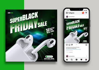 Airpod Social Media Post Design airpod ad branding clean layout graphic design product design product presentation social media post trendy design