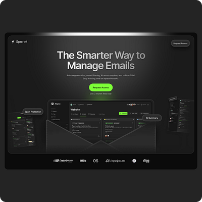 Managing Email Website – Hero Section Design design typography ui uidesign ux