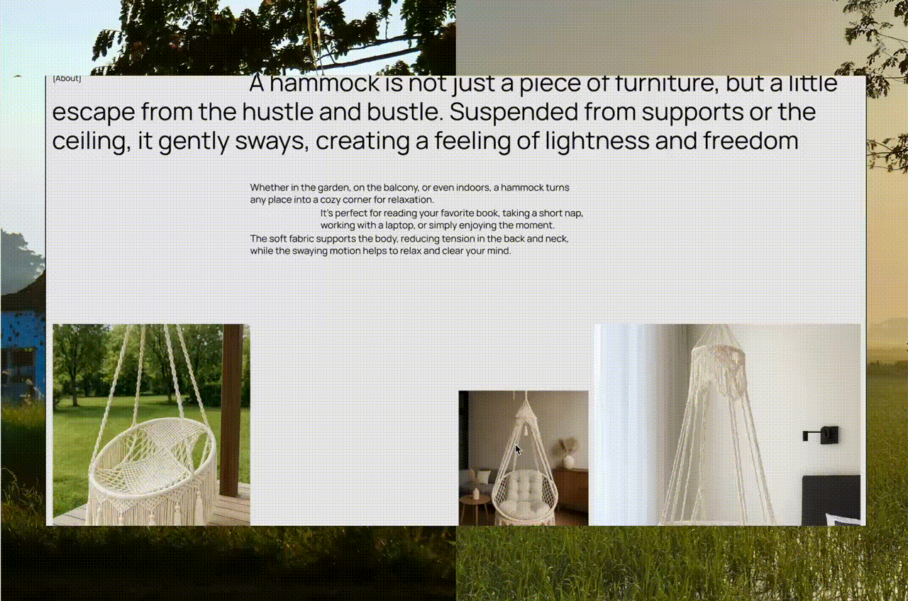 UI Concept for a Hammock Brand design tilda typography ui webdesign website