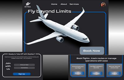 ✈️ SkyNex – Next-Gen Flight Reservation & Tracking UI 3d branding design graphic design illustration logo ui
