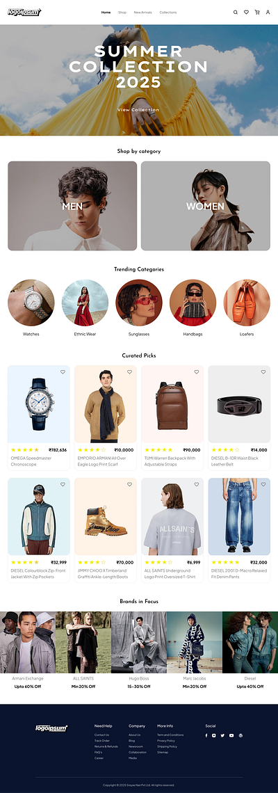 E-Commerce Apparel Web Design ecommerce figma minimal ui website
