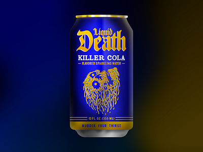 Liquid Death Killer Cola Illustration beverage branding can cola dark mode gradient graphic design illustration liquid death package physical product soda sparkling water