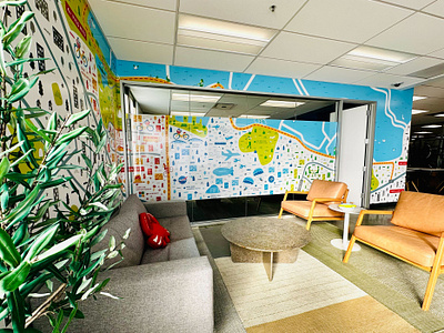 Bringing the Bay Area Indoors - Office Wall Mural art bayarea colorful design digitalart graphicdesign handdrawn illustration interiordesign mountainview mural officedecor officedesign officemural siliconvalley sunnyvale vector