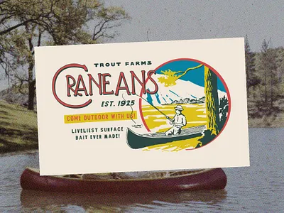 Stock 01 badge design branding canoe fishing illustration lake retro t shirt design vintage