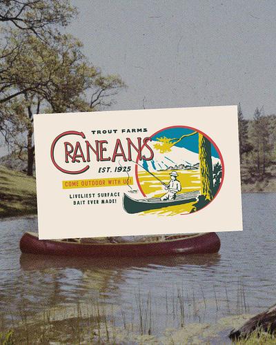 Stock 01 badge design branding canoe fishing illustration lake retro t shirt design vintage