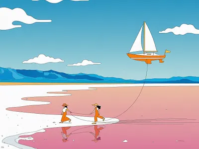 Where has all the water gone? Great Salt Lake Illustration travel illustration