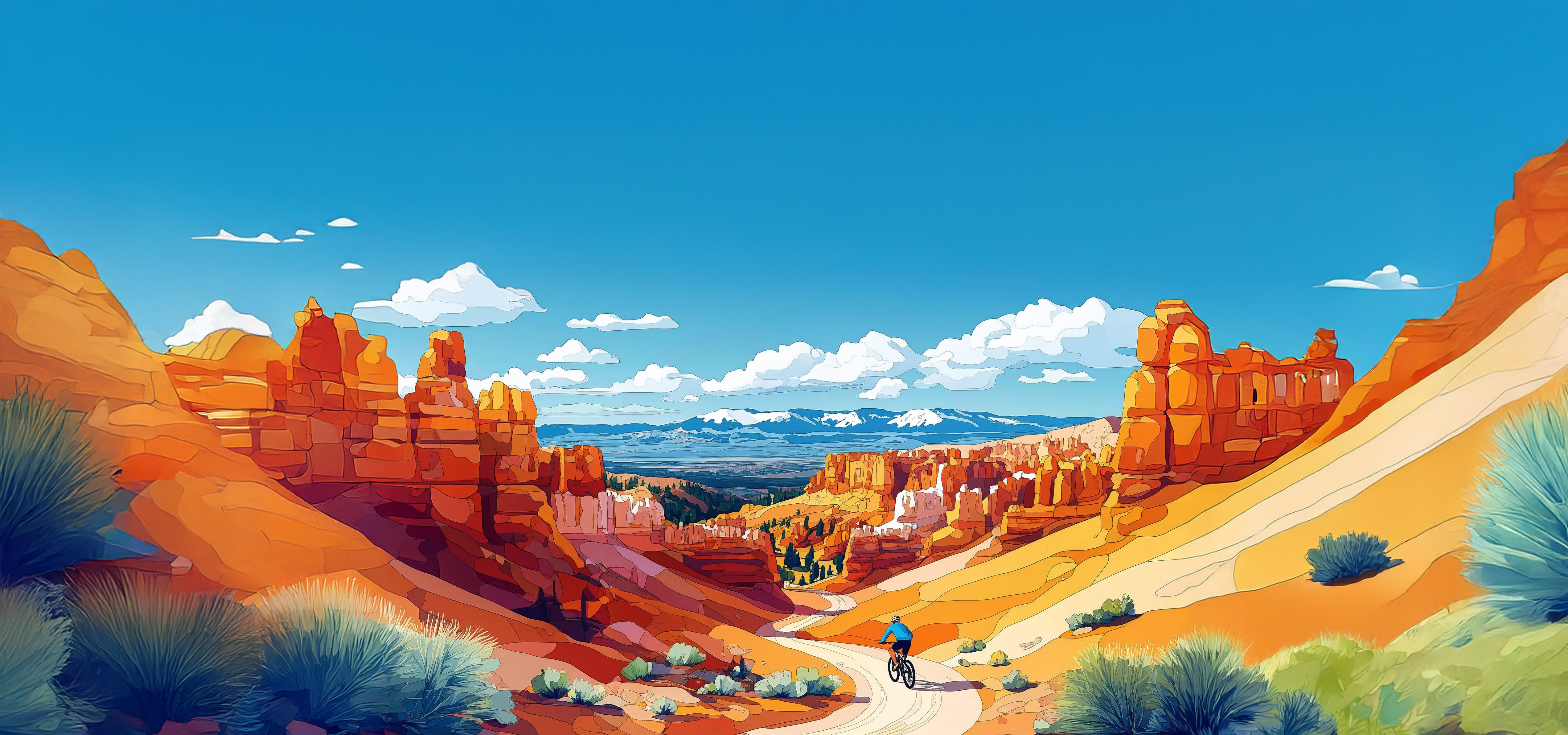 Mountain Biking Red Canyon – Vibrant Utah Illustration scenic desert rides
