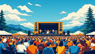 Park City Song Summit – Music and Mountains Illustration outdoor concert illustration