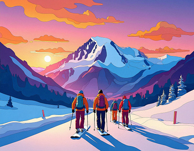 Skiing Mount Superior Utah – Wasatch Backcountry Adventure. illustration illustration art lcc little cottonwood canyon liz kuz salt lake city ski ski art ski utah skiing skiing drawing utah utah art utah artist visit salt lake watershed