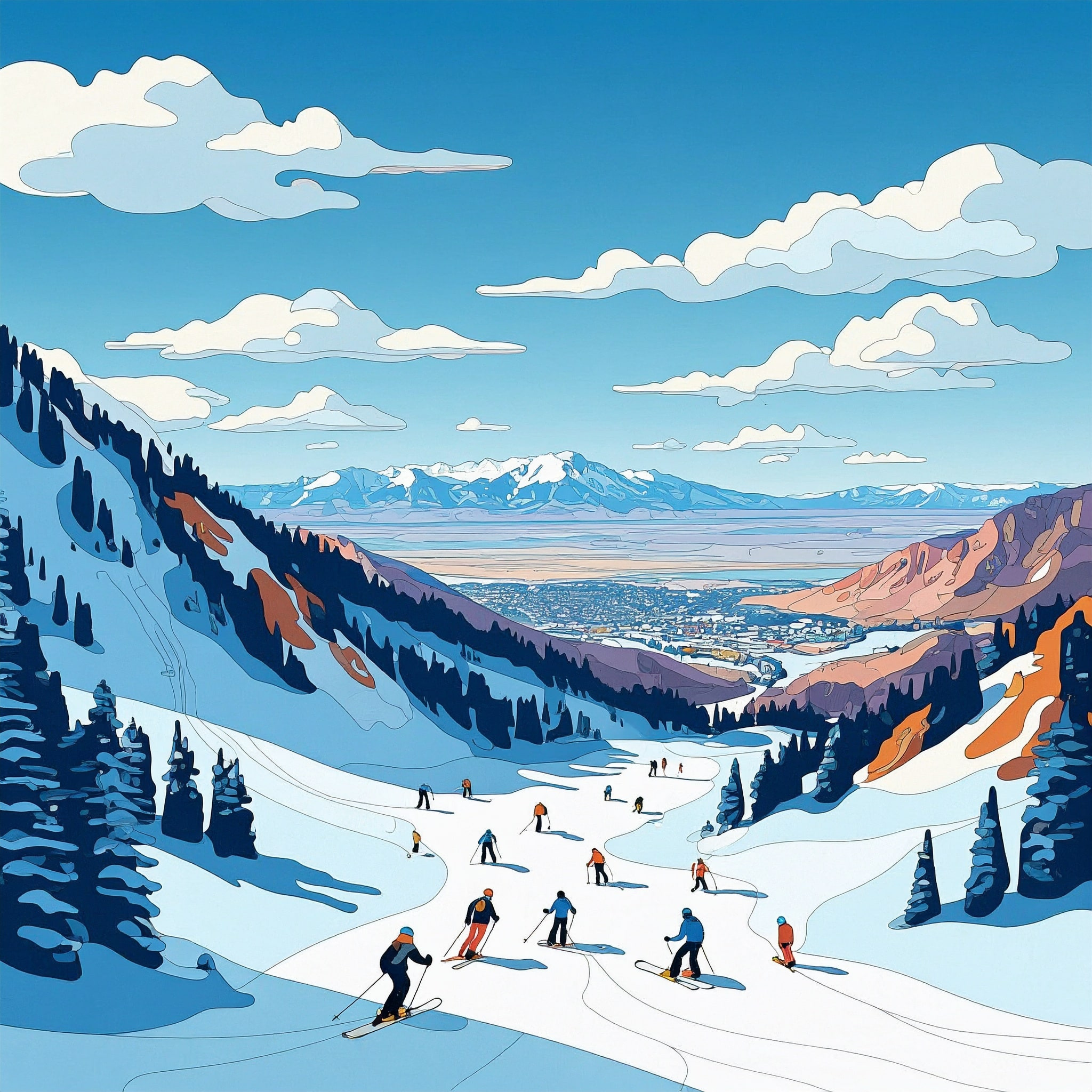 Skiing Big Cottonwood Canyon – Utah’s Winter Ski Destination mountain adventure art olympic art olympic ski