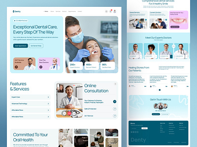 Denty • Modern Dental Clinic Website Design • HealthCare Website clean website design clinic website dental care dental clinic landing page dental website design dentist appointment doctor appointment booking doctor dentist website healthcare branding website healthcare uxui healthcare web design healthcare website healthcare website design jabel landing design landing page medical professional web medical website ui modern dental website