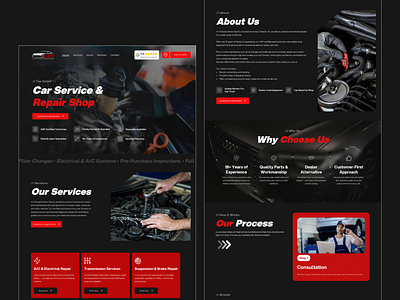 Minimalistic UI for a car service website design auto auto garage auto tech autorepair car car repair car ui care car dark website landing page mechanic minimal modern repair service website showcase ui webdesign website design wix studio