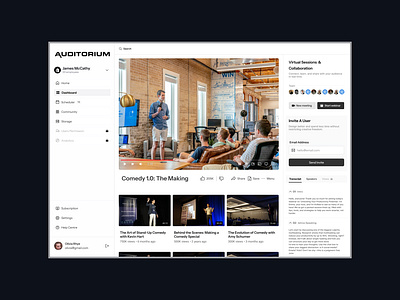 Auditorium Dashboard app branding confrence design graphic design illustration logo social typography ui ux vector video app webinar workshop