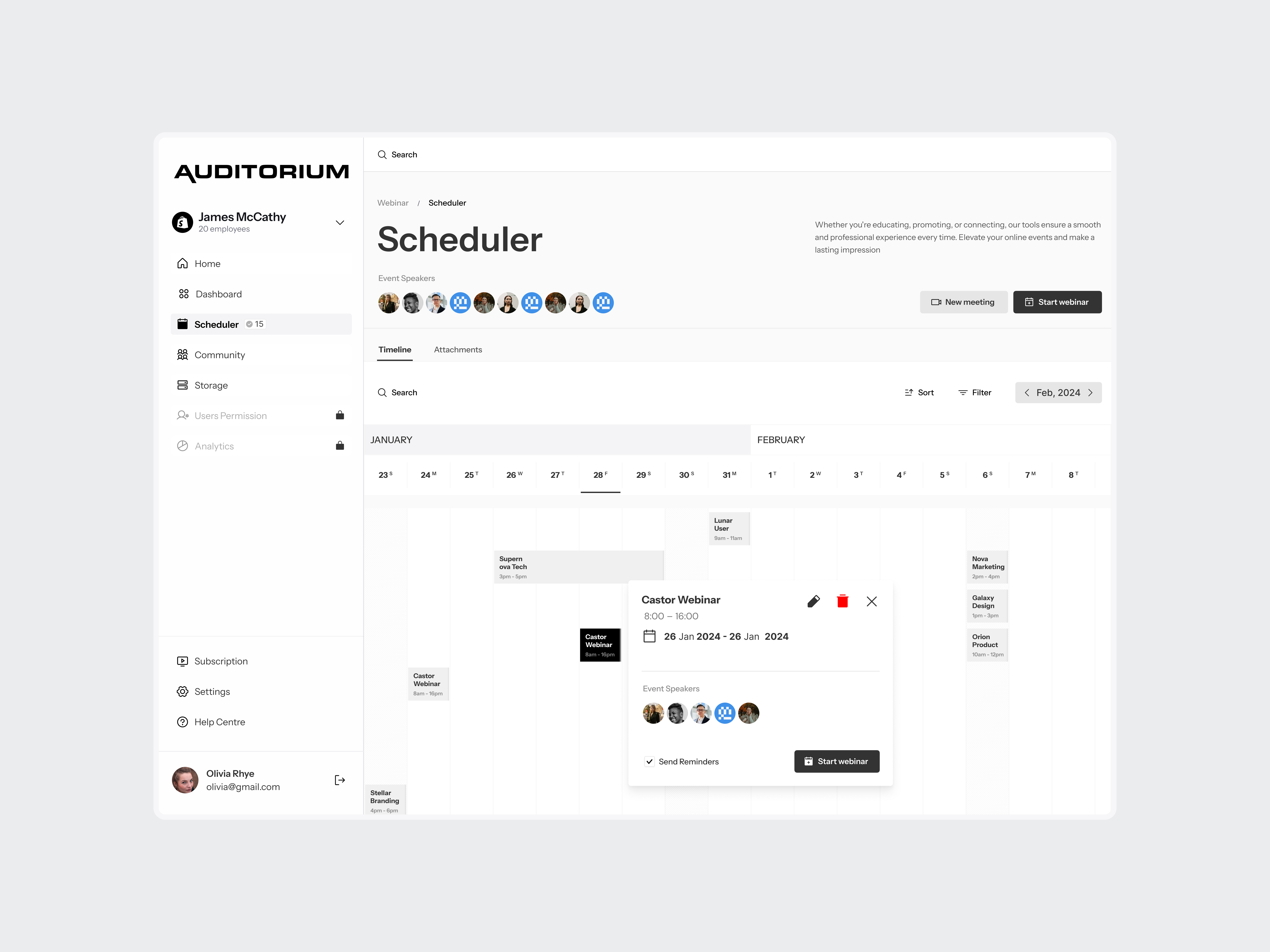 Auditorium Dashboard app branding colour confrence crypto design graphic design icon illustration logo logodesign social typography ui ux vector video app web webinar workshop
