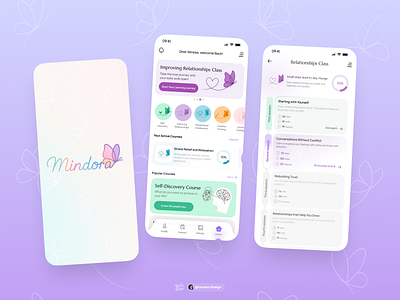Mindora · Psychology & Self-Growth App app appdesign brandidentity calmdesign design dribbble graphic design logo mobileappdesign pasteldesig productdesign psychologyapp typography ui uidesign uiux ux uxdesign visualidentity wellbeingapp
