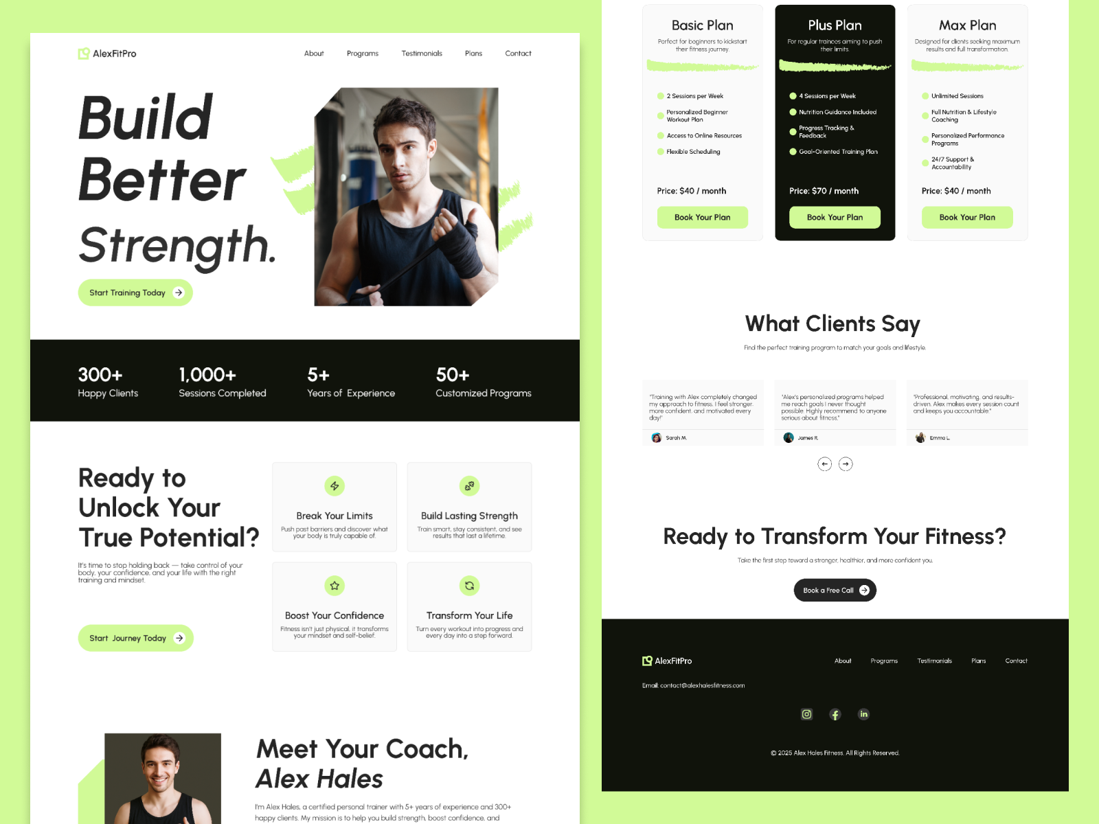 Personal Trainer Website Landing Page conversionfocuseddesign wellnessbrand