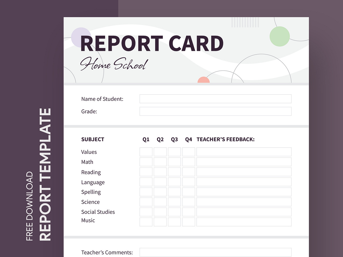 Homeschool Report Card Free Google Docs Template by Free Google Docs ...