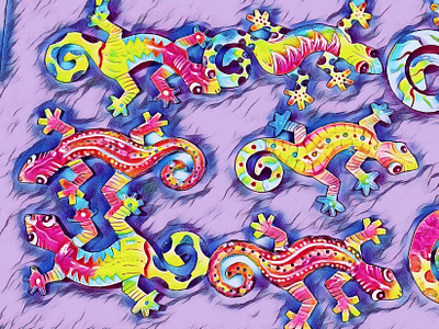 Lizard magnets decoration digital art illustration lizards merchandise objects ornaments reptiles