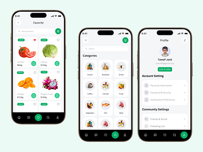 Grocery Story Shopping Mobile App UI/UX app design concept cart delivery app ecommerce food food delivery fresh food green grocery grocery app grocery delivery app grocery market grocery mobile grocery store mobile app online shop online store shop supermarket ui ux agency