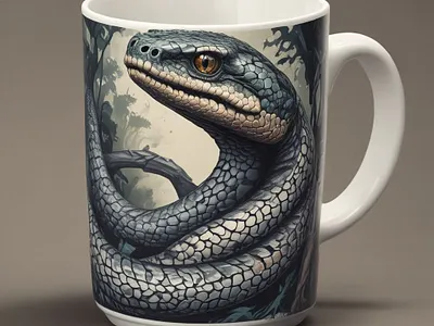 Wildlife Snake Art Mug Design – Bold Reptile Illustration decorative art