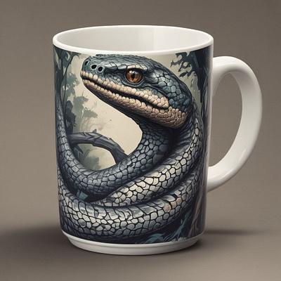 Wildlife Snake Art Mug Design – Bold Reptile Illustration decorative art