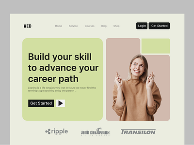 Build Your Skill – Hero Section Design educationwebsite elearning figmadesign herosection landingpage minimal ui uidesign uxui webdesign websitedesign