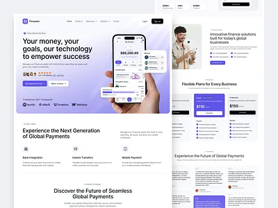 Finance Landing Page Design design figma template figma uiux finance landing page fintech fintech ui ux fintech website landing page landing page design landing page ui ui web design website design