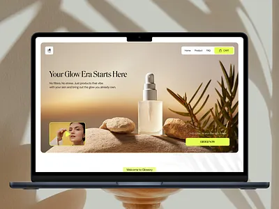 Glowory - Skin Care Hero Section Design beauty beauty products e commerce figma hero section makeup minimal natural glow online shop organic skin care self care serum skin care skin care product typography ui design uiux wellness