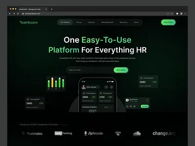 HR Management SaaS Landing Page animation branding business saas corporate saas discover employee management enterprise saas heroarea hr management hr software illustration landing page mobile product design saas saas website uiux design web design