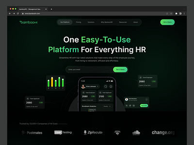 HR Management SaaS Landing Page animation branding business saas corporate saas discover employee management enterprise saas heroarea hr management hr software illustration landing page mobile product design saas saas website uiux design web design