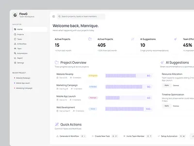 AI-Powered Project Management Dashboard admin dashboard analytics dashboard b2b dashboard erp erp dashboard management app product design product management tool productivity project project management dashboard task management task management app team collaboration dashboard ui team management dashboard time management web app design web design