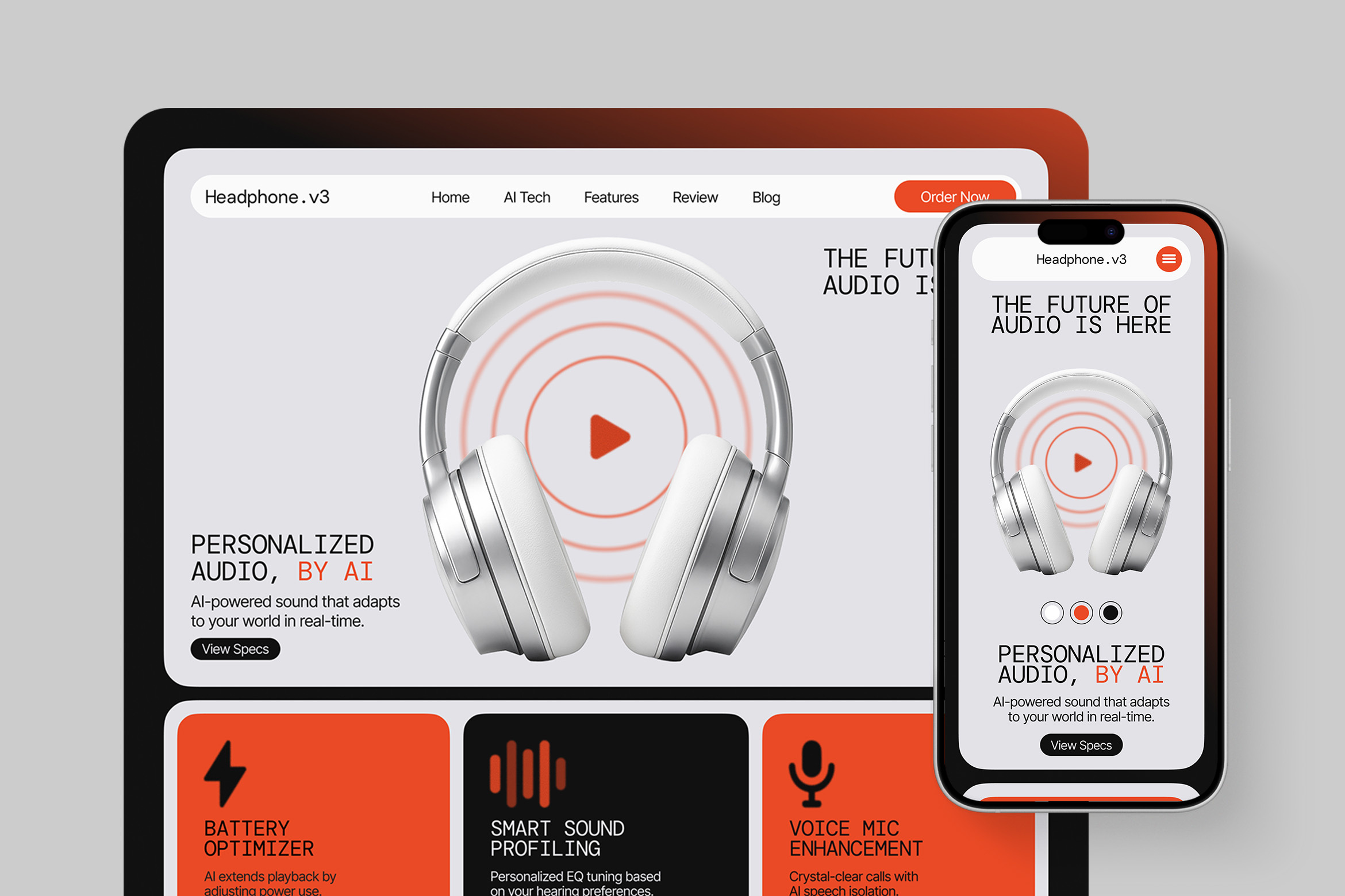Headphone Product Landing Page ai figma graphic design headphone landing page marketing modern product responsive ui ui design uiux website