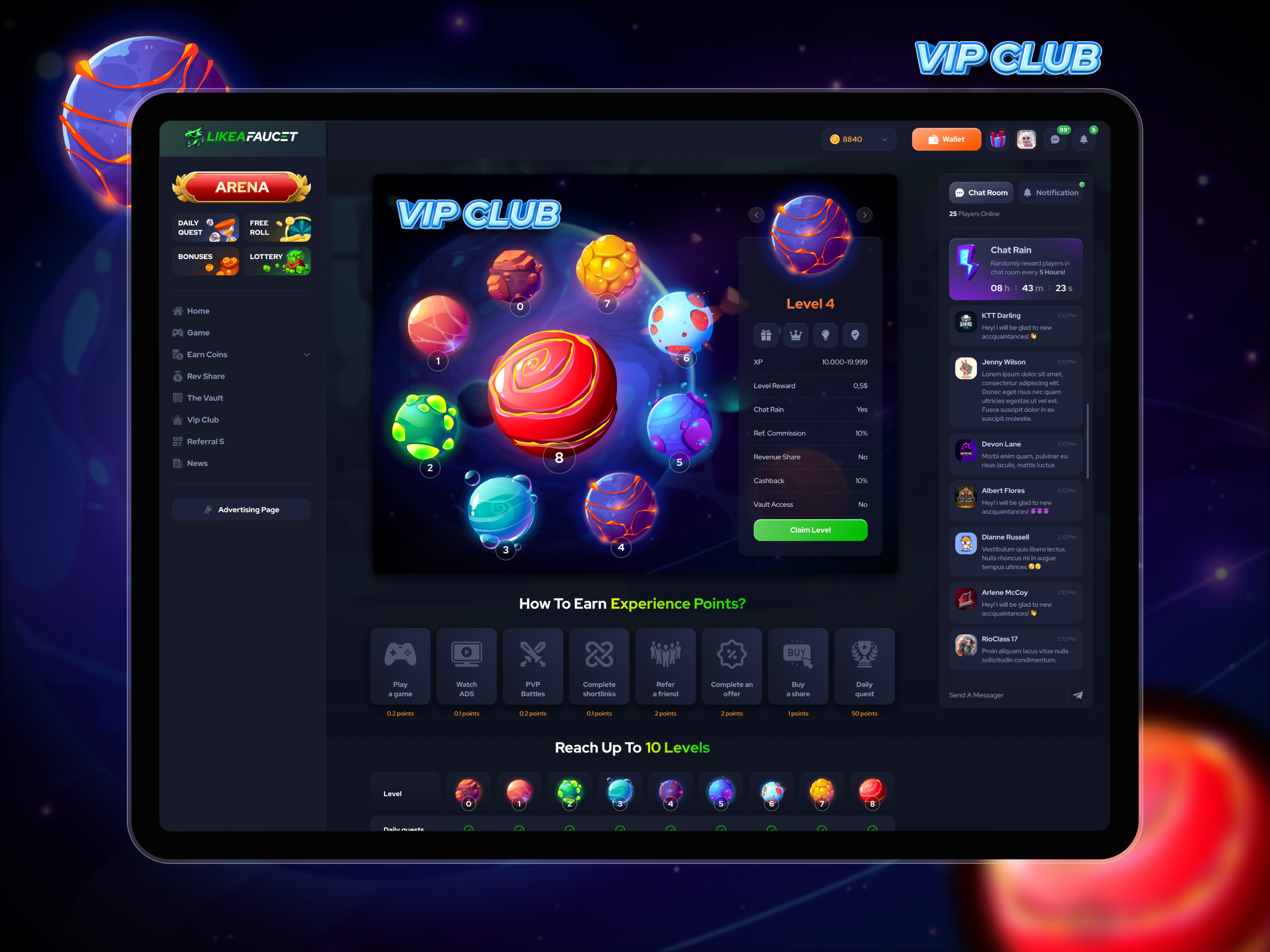 Casino : VIP CLUB Dashboard casino dashboard casino interface casino vip club dashboard online casino vip club vip club dashboard