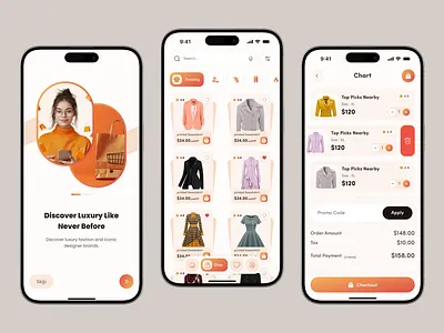 Luxury Fashion E-Commerce App Design app design e commerce app fashion app minimal design mobile app mobile app design mobile ui modern ui online shopping online store shopping app store app ui design ux design