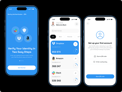 Two-Factor Authentication App 2 step verification 2fa android authentication authorization cybersecurity design figma design home home page design mobile app multi factor authentication passcode password security two factor authentication ui user interface ux design verification code