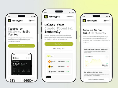 Rencypto – Mobile Trading App (Responsive Design) app crypto app crypto currency design interface mobile product startup trading ui ux
