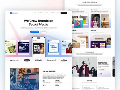 Social Lift – Social Media Agency Website Design (UI/UX) agencywebsitedesign creativeagency digitalagency dribbble landingpagedesign modernwebdesign responsivedesign socialmediaagencywebsite socialmediamarketing uidesign uiuxdesign uxdesign webdesign websiteinspiration websiteredesign
