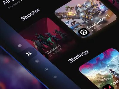 Game Locker UI – Your Private Gaming Warehouse 3d animation app character chart crypto dark dashboard defi fortnight game game ui gradient motion graphics overwatch play sidebar web web3