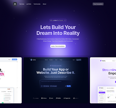 Portfolio Website for web designers agency landing page dark agency landing page dark purple portfolio portfolio landing page portfolio website web designer portfolio