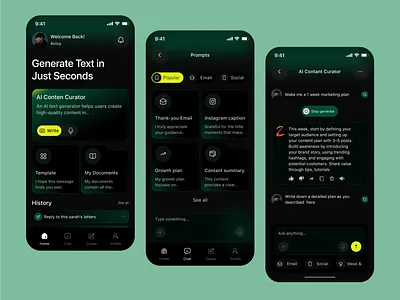 AI Text Generator Mobile App ai ai assistant ai copywrite ai rewrite app design concept blog grenerator chatbot chatgpt copy ai interface ios mobile mobile app text generator text scaning ui user interface ux