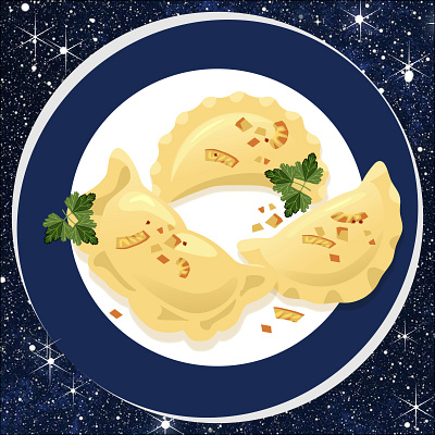 Space dumplings (Pierogi) cosmos dumplings pierogi vector illustration