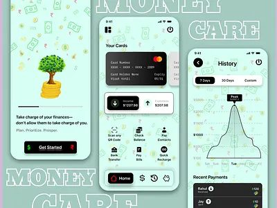 MoneyCare - Track Your Money Now! animation branding design figma graphic design illustration logo mobile app design mobile ui ui ux vector website website design website redesign website ui