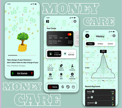 MoneyCare - Track Your Money Now! animation branding design figma graphic design illustration logo mobile app design mobile ui ui ux vector website website design website redesign website ui